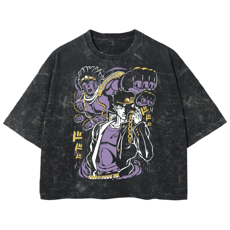 Playera streetwear premium de anime y gaming ExtraLife MX, corte boxy deluxe mineral wash heavyweight en color Acid Wash, moda urbana mexicana de culto.
