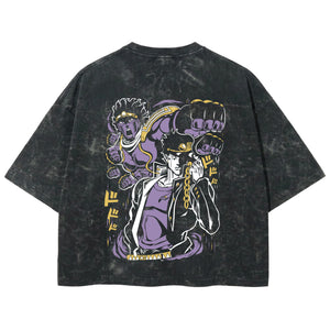 Playera streetwear premium de anime y gaming ExtraLife MX, corte boxy deluxe mineral wash heavyweight en color Acid Wash, moda urbana mexicana de culto.