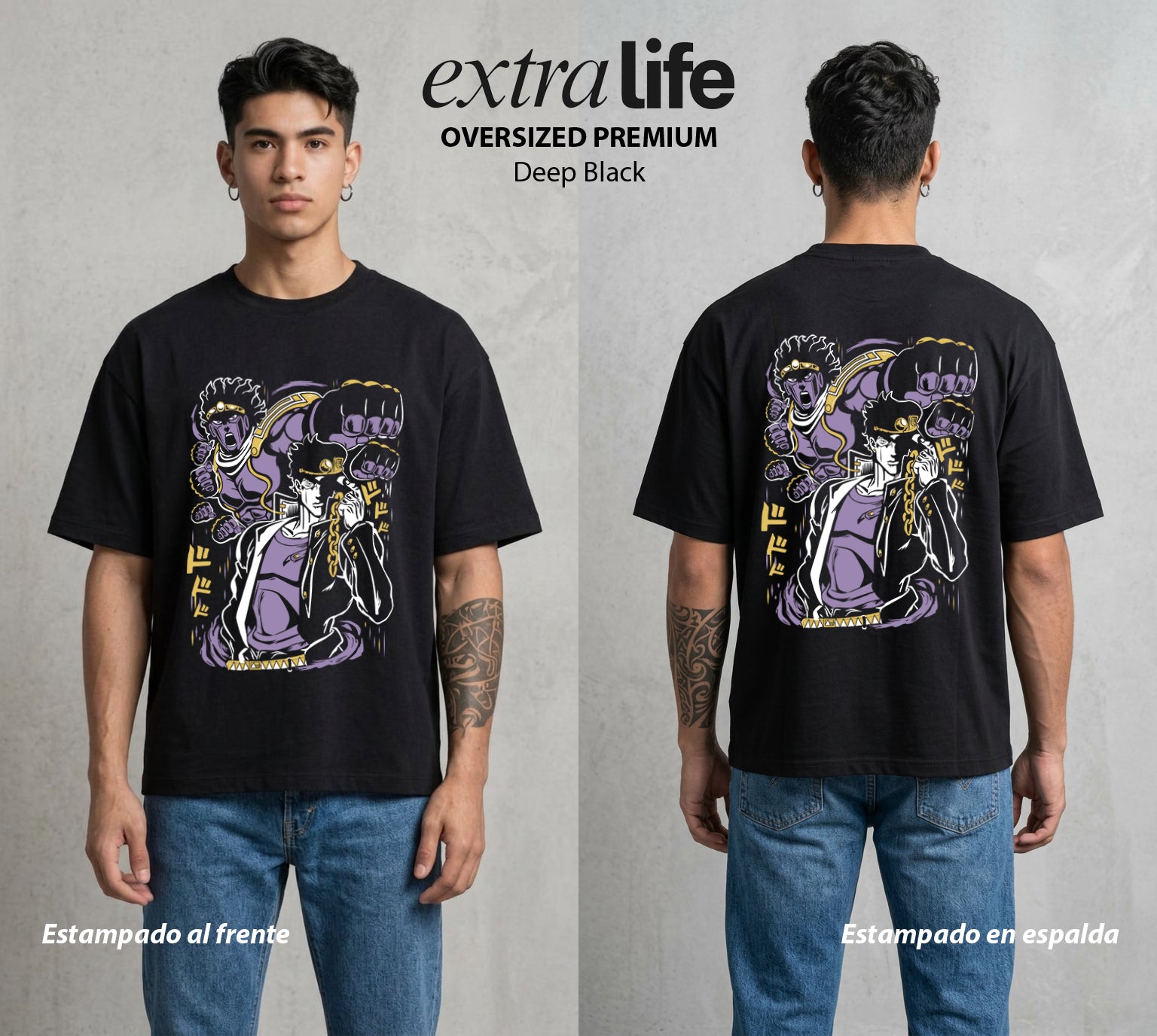 La Extrana Aventura | ORA ORA ORA #01770 - Playera Oversized Premium | Deep Black - Foto en modelo