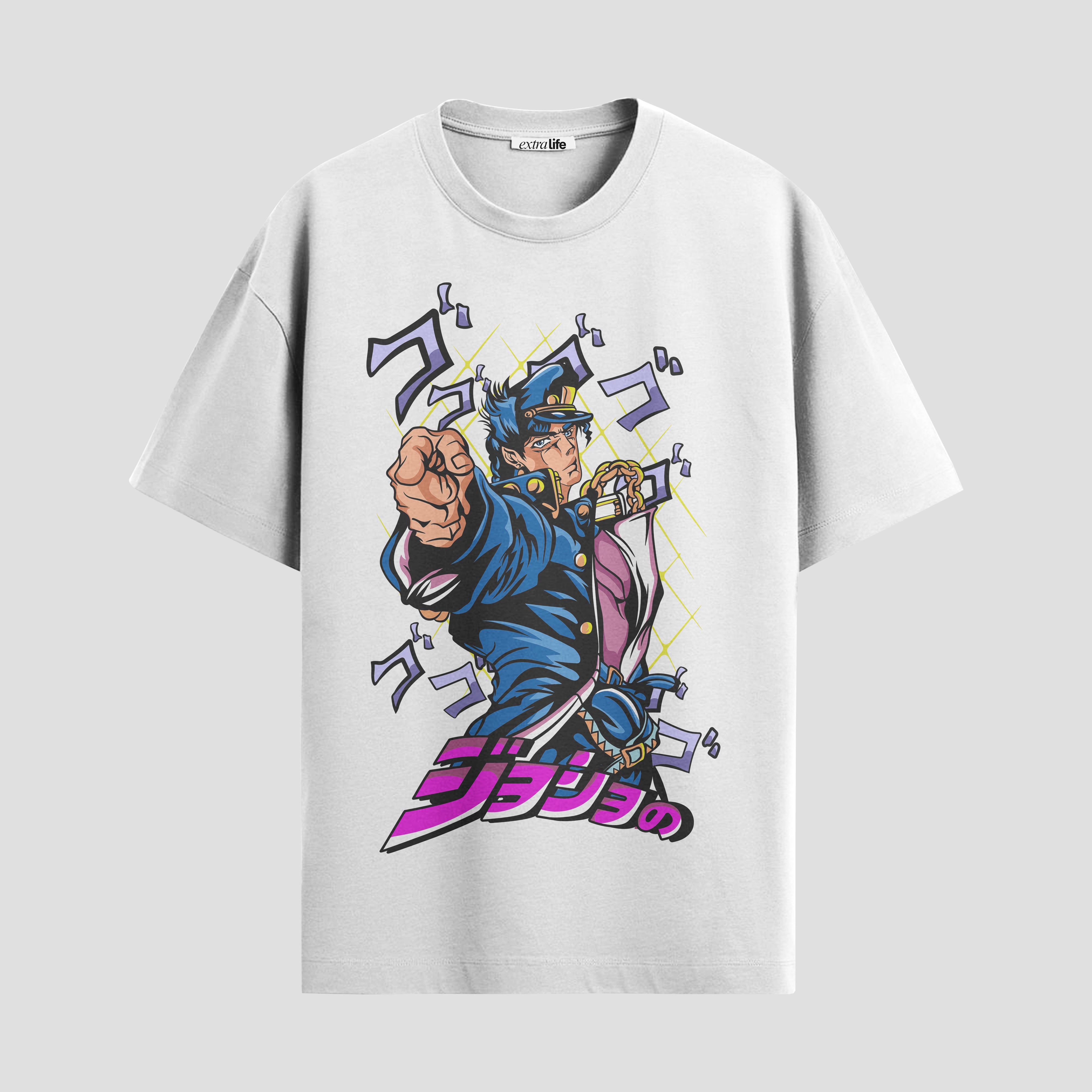 Playera urbana de anime y gaming ExtraLife MX, corte Standard Fit unisex ligero y transpirable en color Deep Black y Pure White, ropa de uso diario para gym y casual.