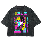 Playera streetwear premium de anime y gaming ExtraLife MX, corte boxy deluxe mineral wash heavyweight en color Acid Wash, moda urbana mexicana de culto.