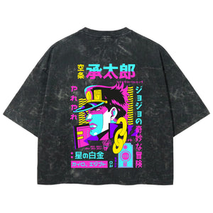 Playera streetwear premium de anime y gaming ExtraLife MX, corte boxy deluxe mineral wash heavyweight en color Acid Wash, moda urbana mexicana de culto.