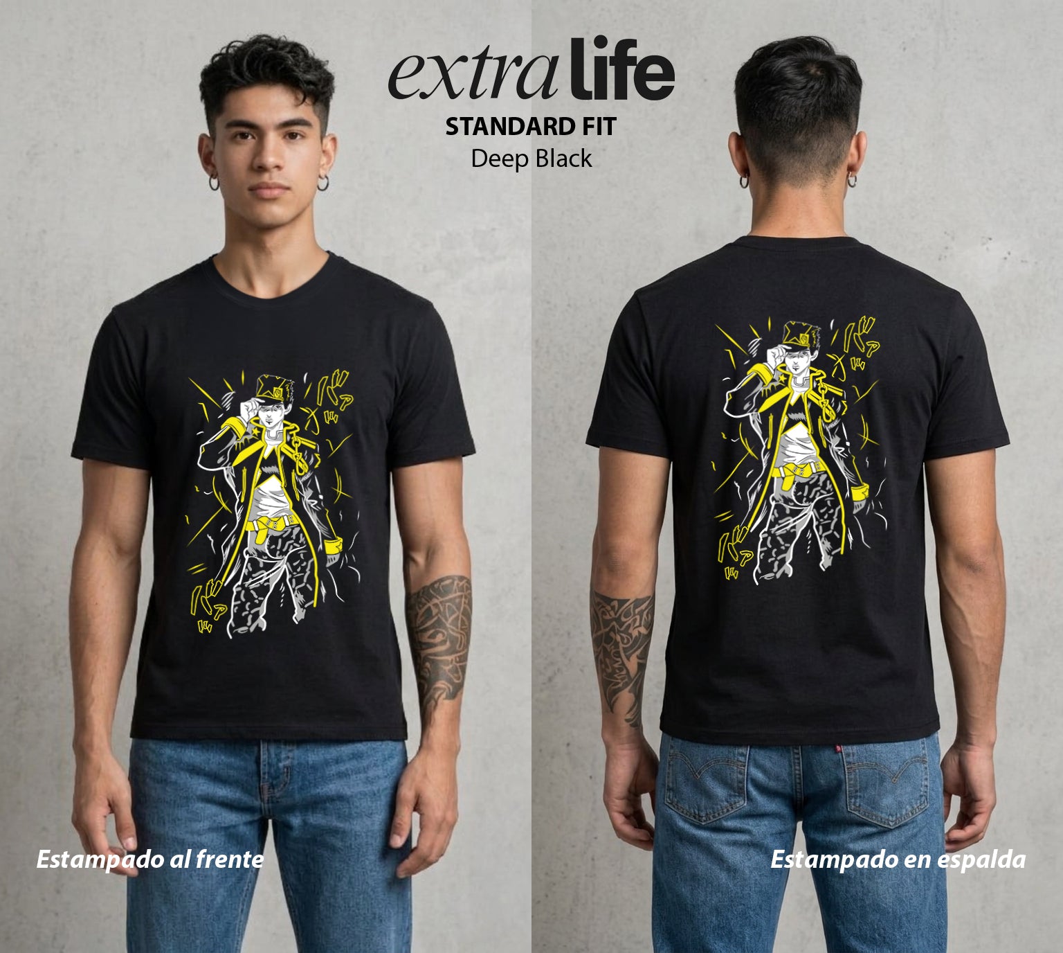 La Extrana Aventura | La Estrella del Tiempo #01774 - Playera Standard Fit | Deep Black - Foto en modelo