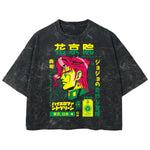 Playera streetwear premium de anime y gaming ExtraLife MX, corte boxy deluxe mineral wash heavyweight en color Acid Wash, moda urbana mexicana de culto.