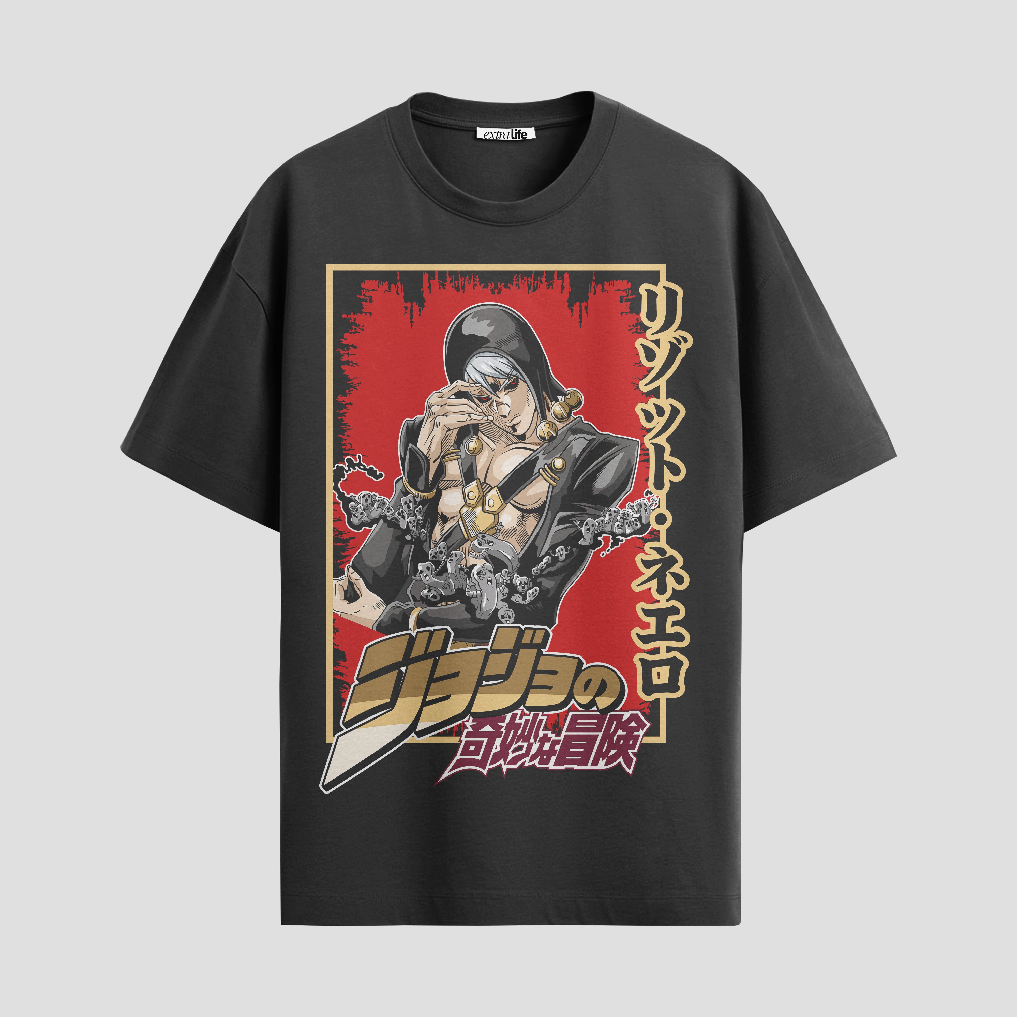 Playera urbana de anime y gaming ExtraLife MX, corte Standard Fit unisex ligero y transpirable en color Deep Black y Pure White, ropa de uso diario para gym y casual.