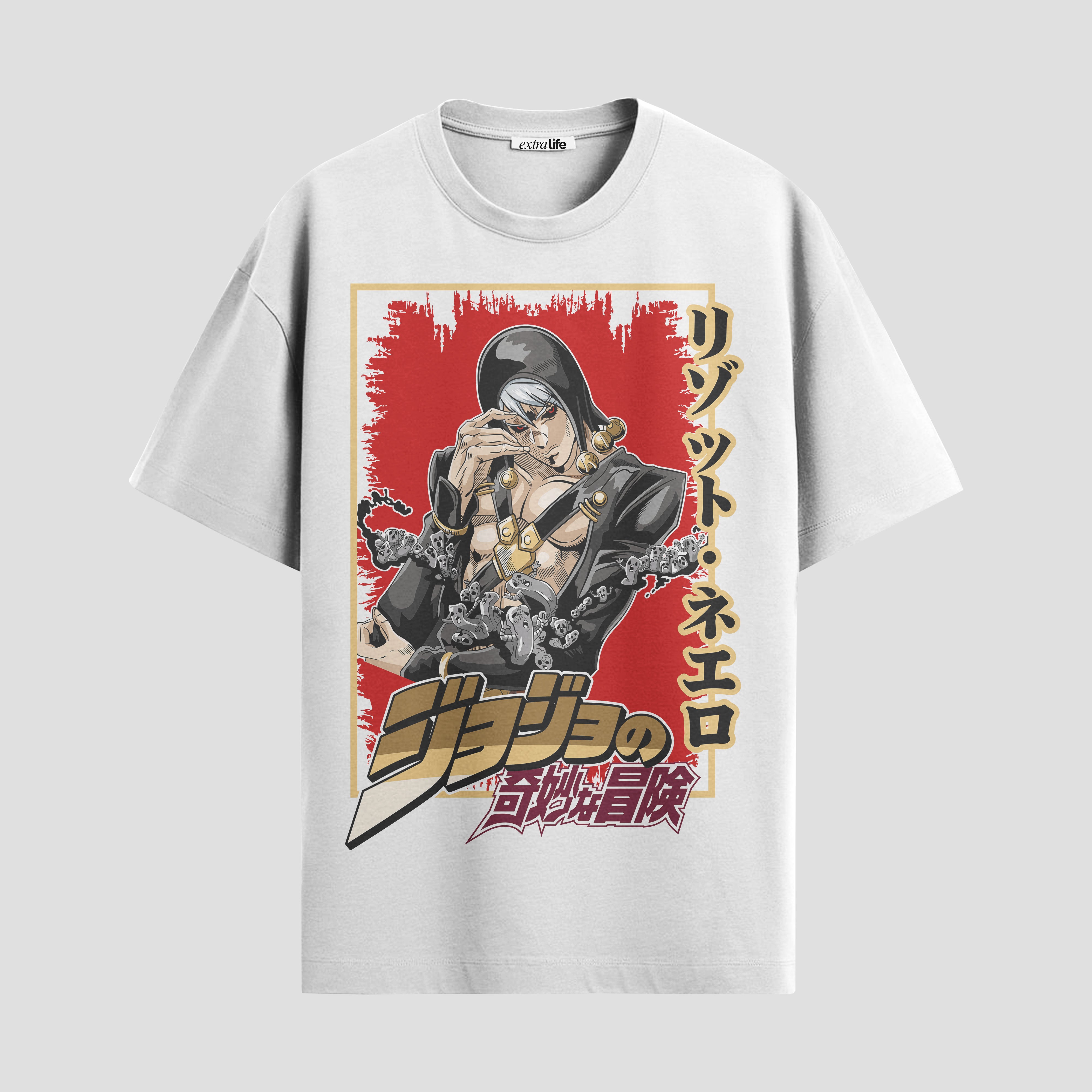 Playera urbana de anime y gaming ExtraLife MX, corte Standard Fit unisex ligero y transpirable en color Deep Black y Pure White, ropa de uso diario para gym y casual.