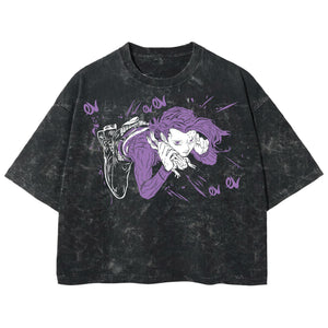 Playera streetwear premium de anime y gaming ExtraLife MX, corte boxy deluxe mineral wash heavyweight en color Acid Wash, moda urbana mexicana de culto.