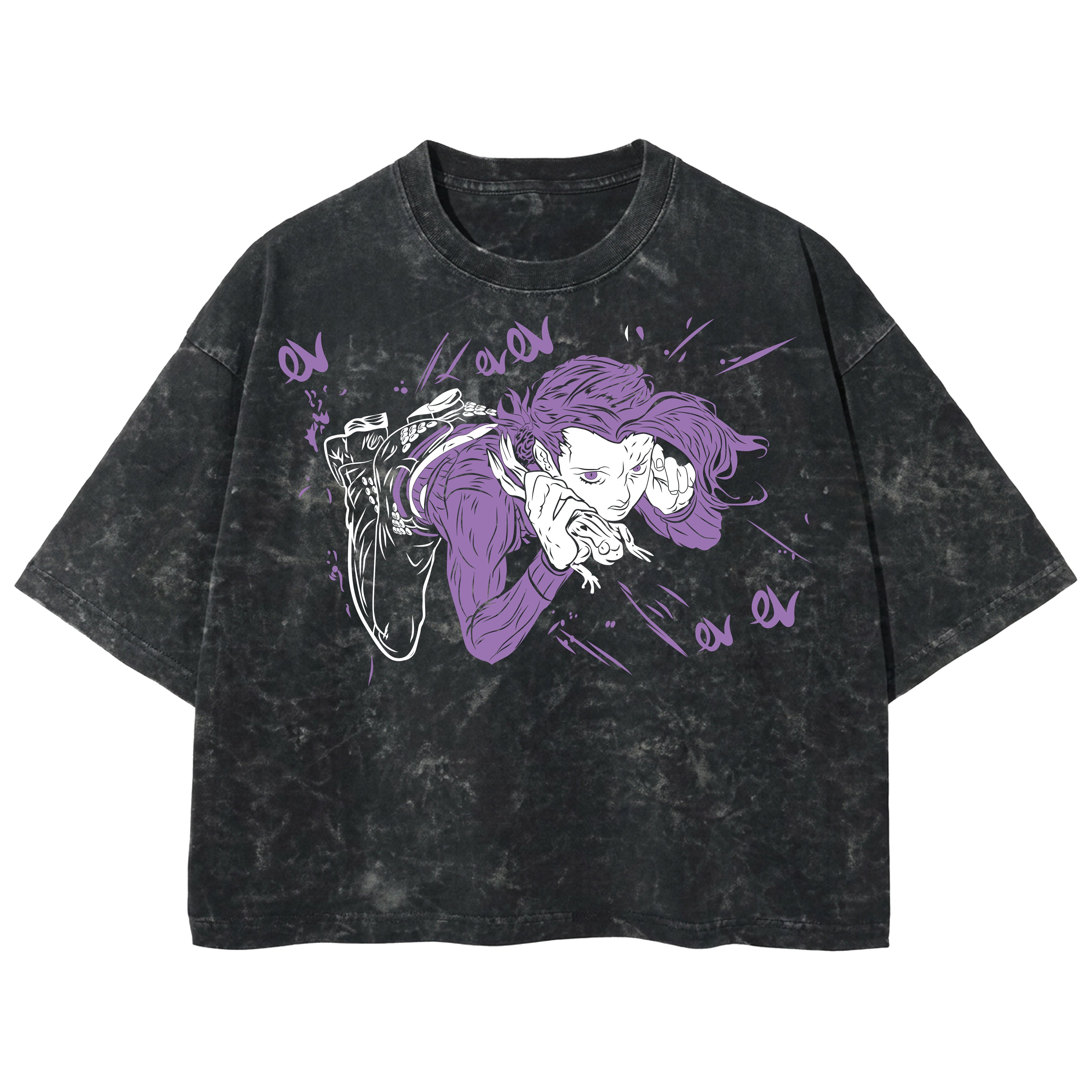 Playera streetwear premium de anime y gaming ExtraLife MX, corte boxy deluxe mineral wash heavyweight en color Acid Wash, moda urbana mexicana de culto.