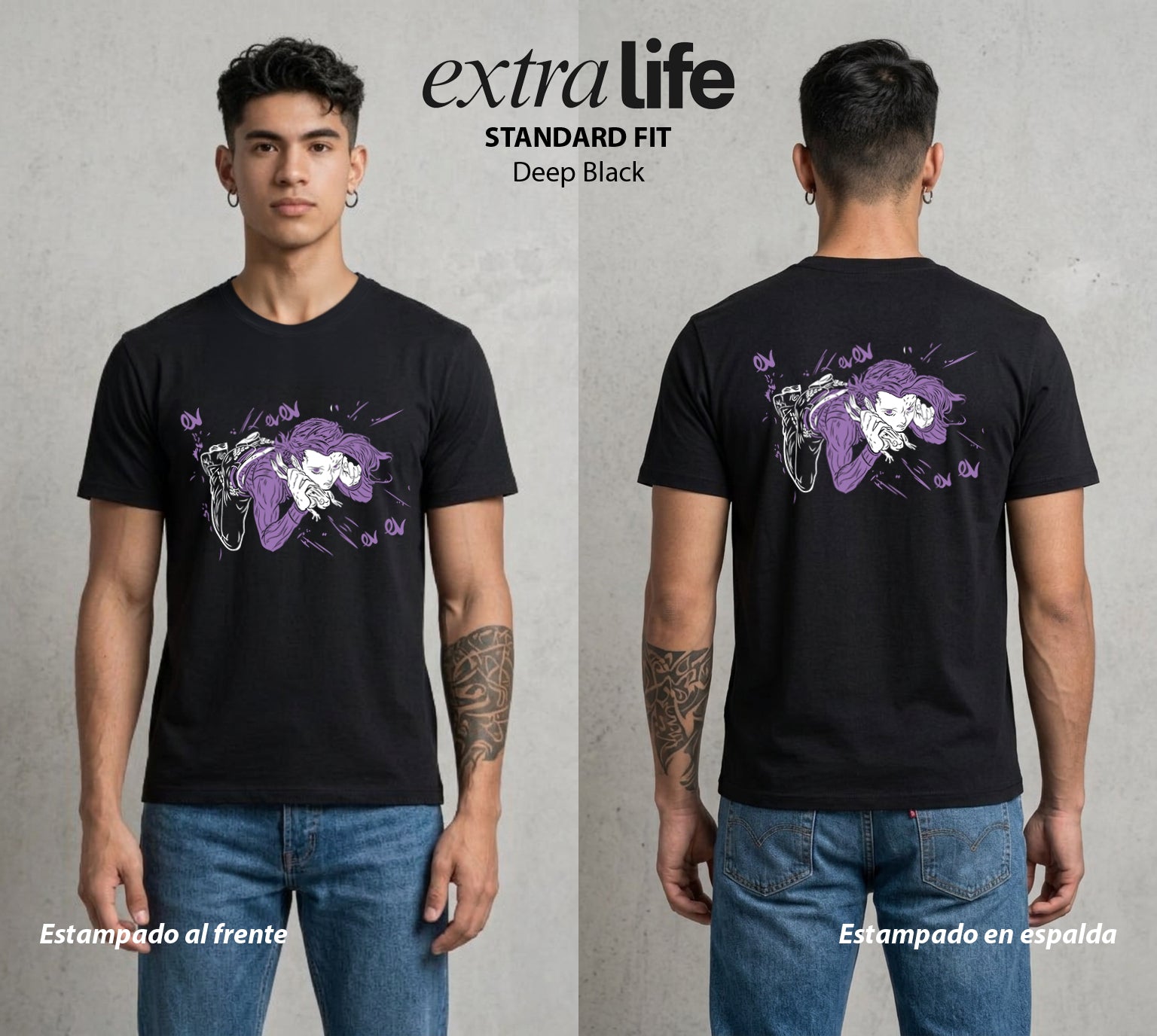 La Extrana Aventura | La Doble Personalidad #01782 - Playera Standard Fit | Deep Black - Foto en modelo