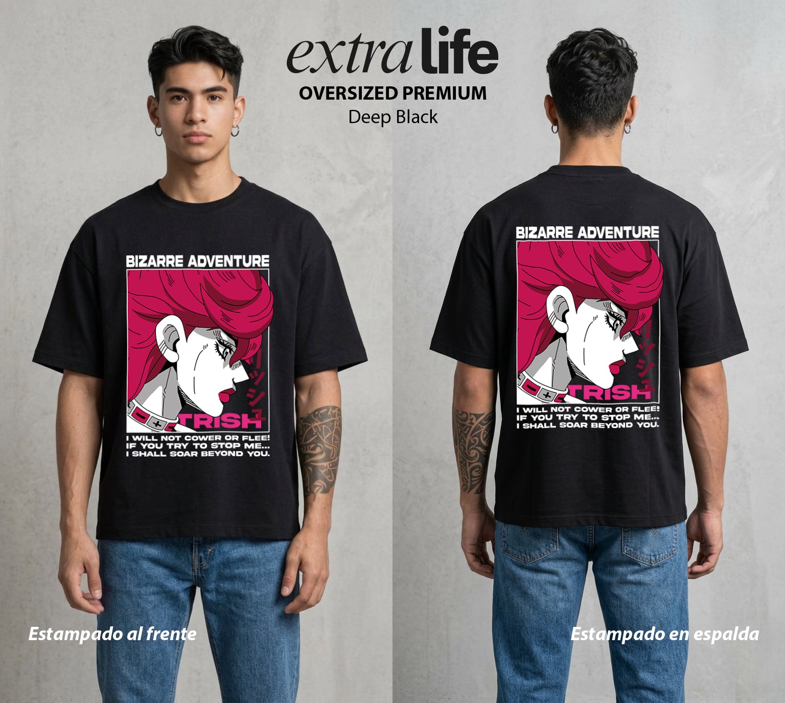 La Extrana Aventura | Las Posturas del Destino #01784 - Playera Oversized Premium | Deep Black - Foto en modelo