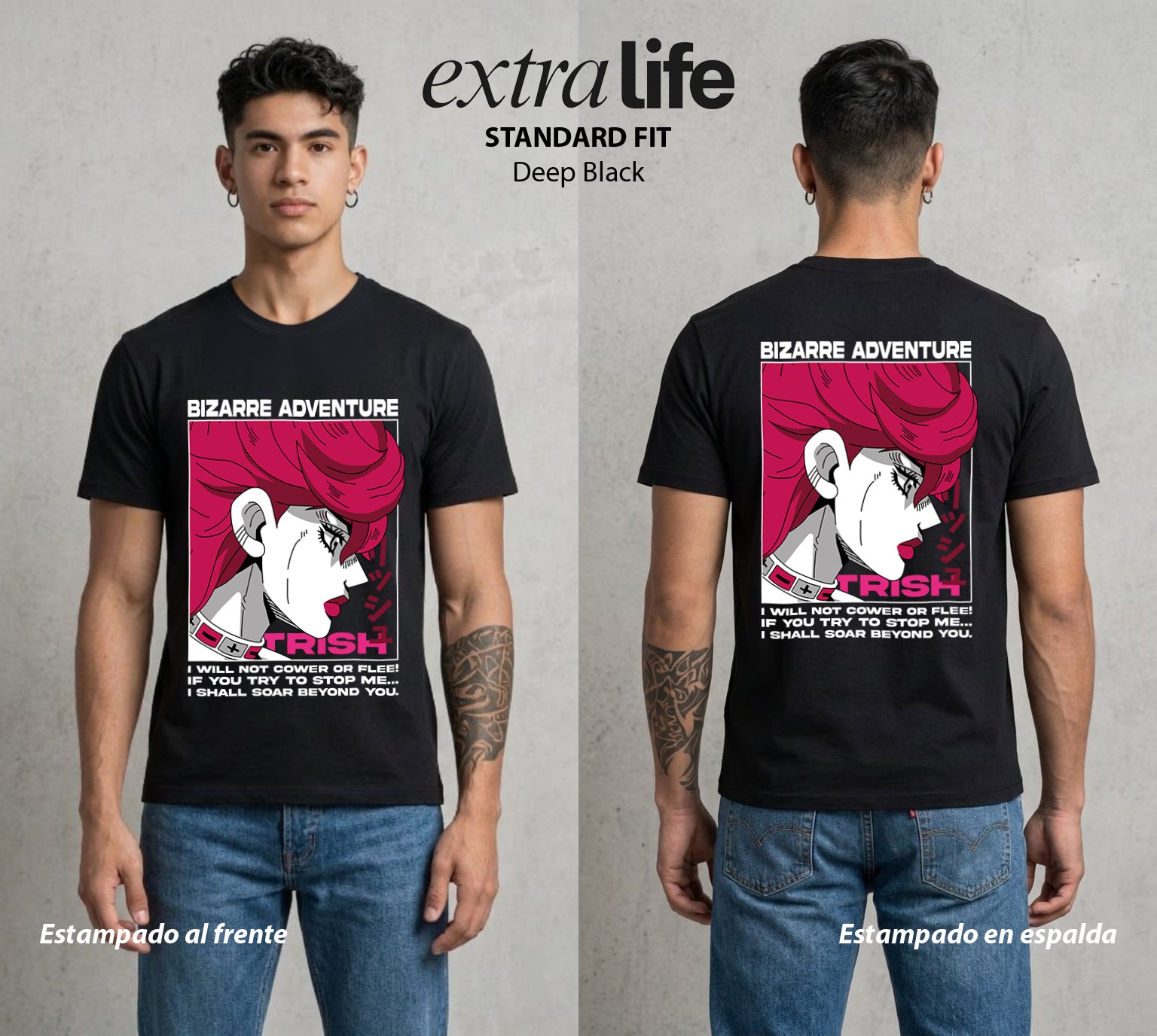 La Extrana Aventura | Las Posturas del Destino #01784 - Playera Standard Fit | Deep Black - Foto en modelo
