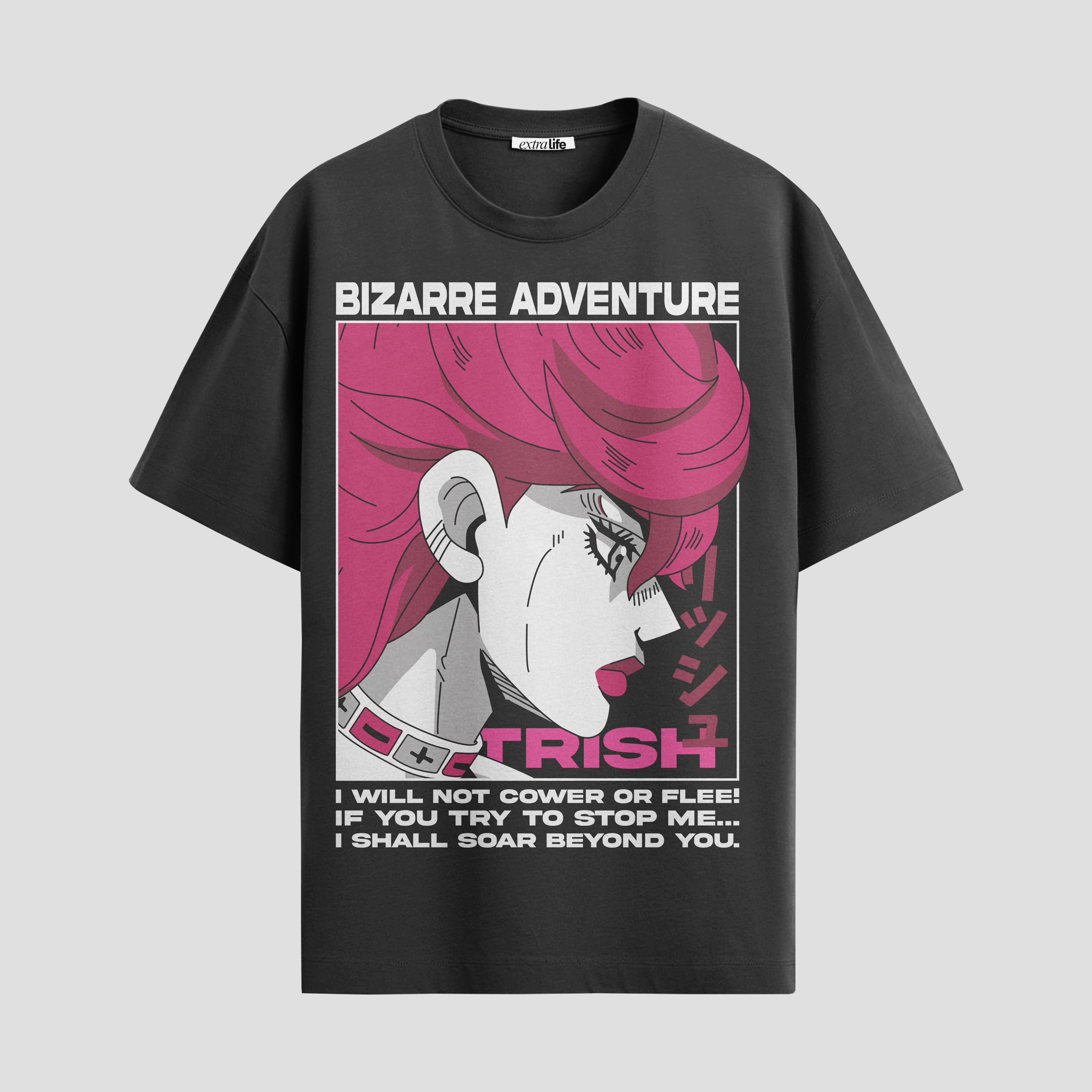 Playera urbana de anime y gaming ExtraLife MX, corte Standard Fit unisex ligero y transpirable en color Deep Black y Pure White, ropa de uso diario para gym y casual.