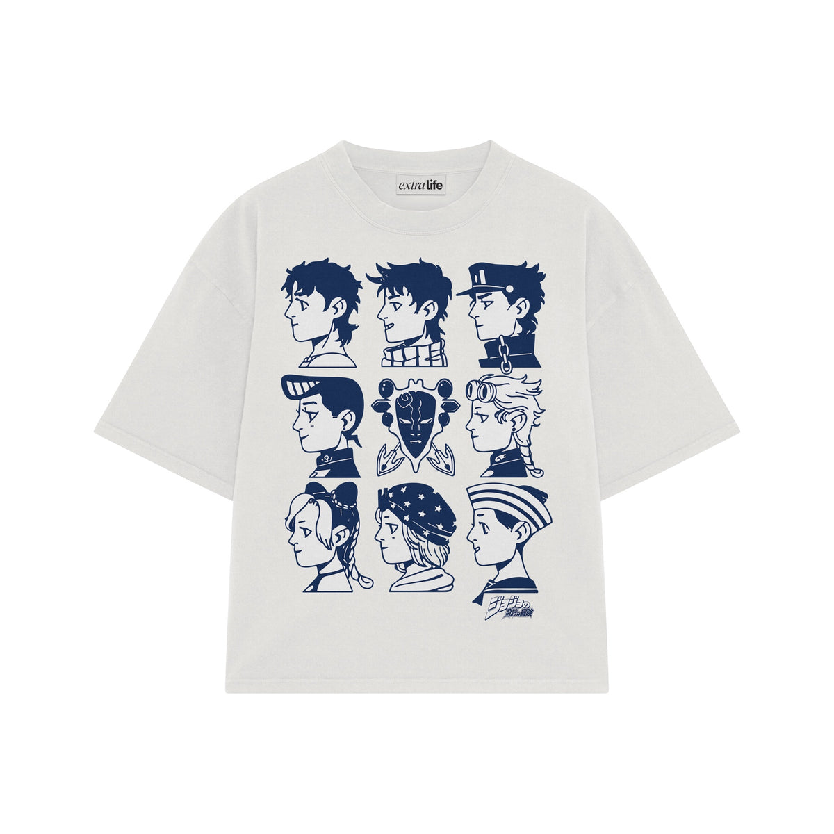 Playera streetwear premium de anime y gaming ExtraLife MX, corte oversized drop shoulder ligero y fresco en color Deep Black y Off-White, moda urbana mexicana de culto.