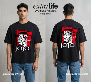 La Extrana Aventura | El Joestar del Hamon #01790 - Playera Oversized Premium | Deep Black - Foto en modelo