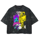 Playera streetwear premium de anime y gaming ExtraLife MX, corte boxy deluxe mineral wash heavyweight en color Acid Wash, moda urbana mexicana de culto.