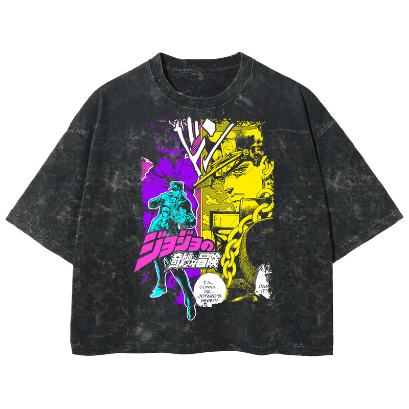 Playera streetwear premium de anime y gaming ExtraLife MX, corte boxy deluxe mineral wash heavyweight en color Acid Wash, moda urbana mexicana de culto.