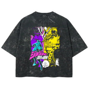 Playera streetwear premium de anime y gaming ExtraLife MX, corte boxy deluxe mineral wash heavyweight en color Acid Wash, moda urbana mexicana de culto.