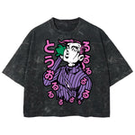 Playera streetwear premium de anime y gaming ExtraLife MX, corte boxy deluxe mineral wash heavyweight en color Acid Wash, moda urbana mexicana de culto.