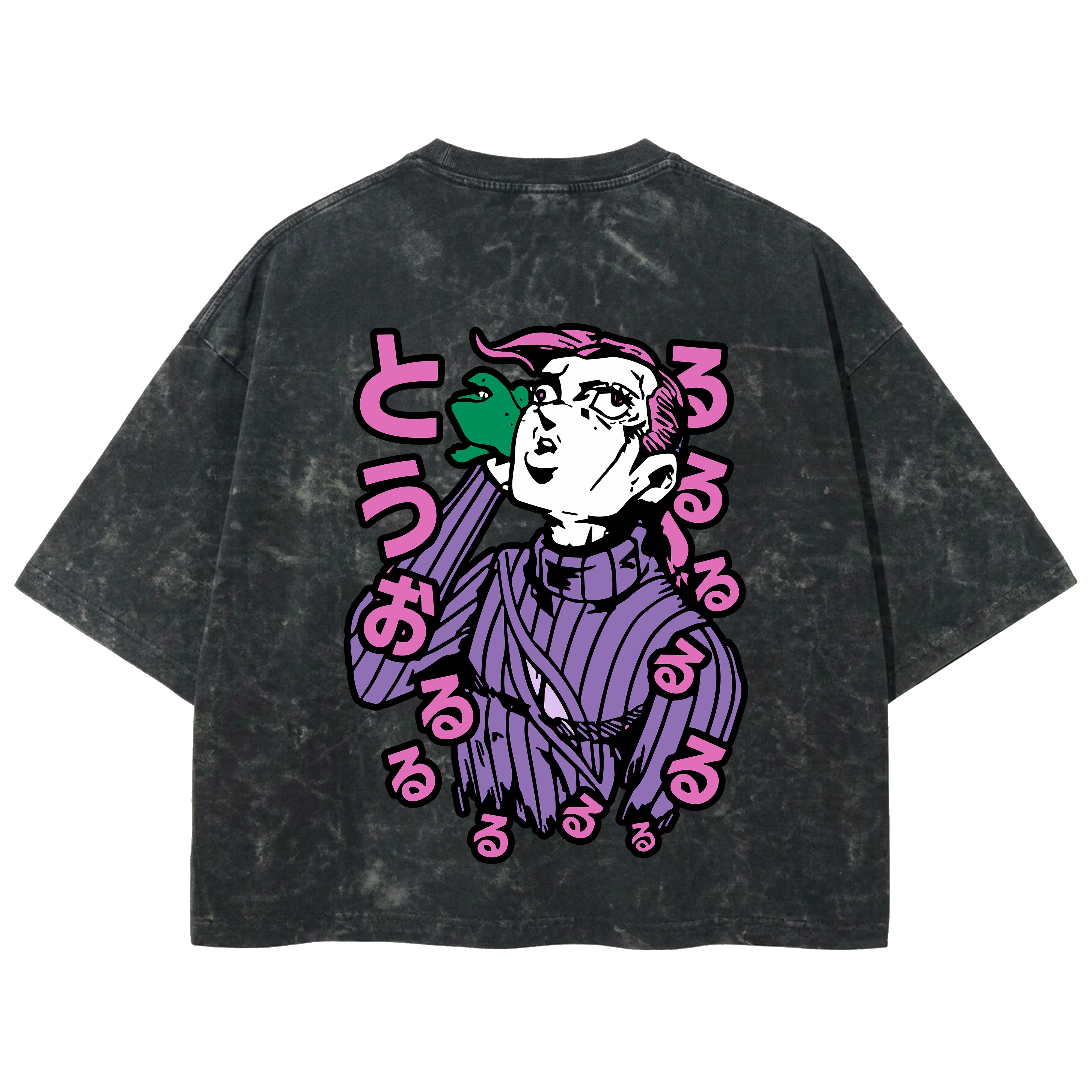 Playera streetwear premium de anime y gaming ExtraLife MX, corte boxy deluxe mineral wash heavyweight en color Acid Wash, moda urbana mexicana de culto.