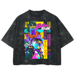 Playera streetwear premium de anime y gaming ExtraLife MX, corte boxy deluxe mineral wash heavyweight en color Acid Wash, moda urbana mexicana de culto.