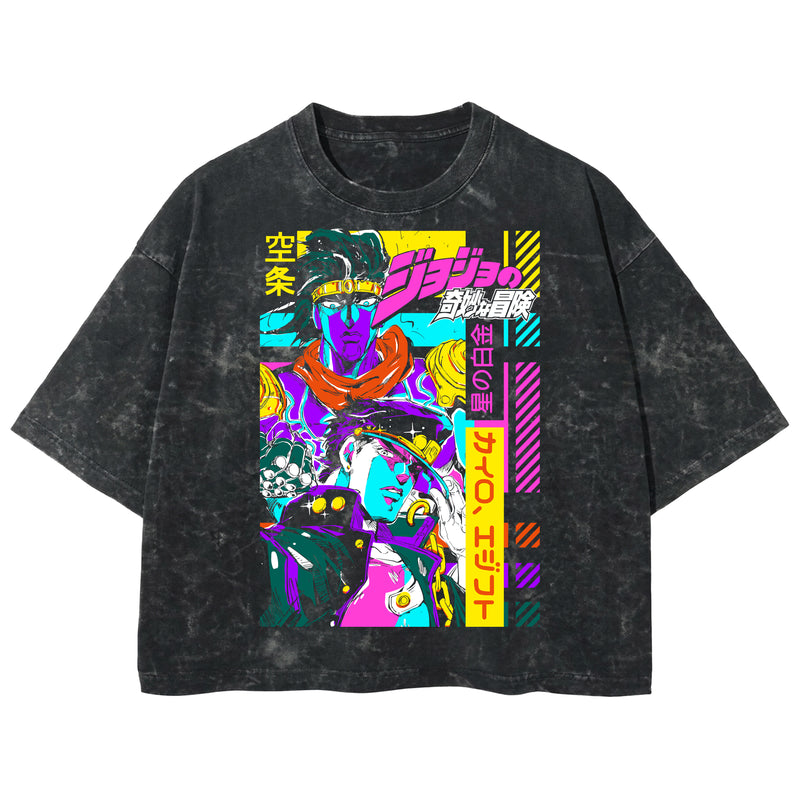 Playera streetwear premium de anime y gaming ExtraLife MX, corte boxy deluxe mineral wash heavyweight en color Acid Wash, moda urbana mexicana de culto.