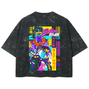 Playera streetwear premium de anime y gaming ExtraLife MX, corte boxy deluxe mineral wash heavyweight en color Acid Wash, moda urbana mexicana de culto.