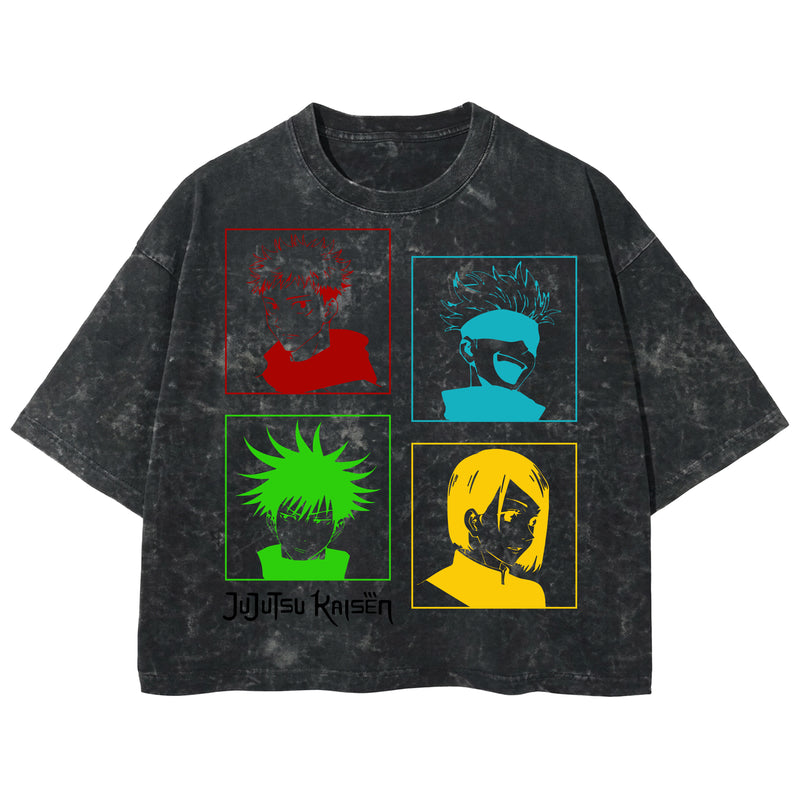 Playera streetwear premium de anime y gaming ExtraLife MX, corte boxy deluxe mineral wash heavyweight en color Acid Wash, moda urbana mexicana de culto.