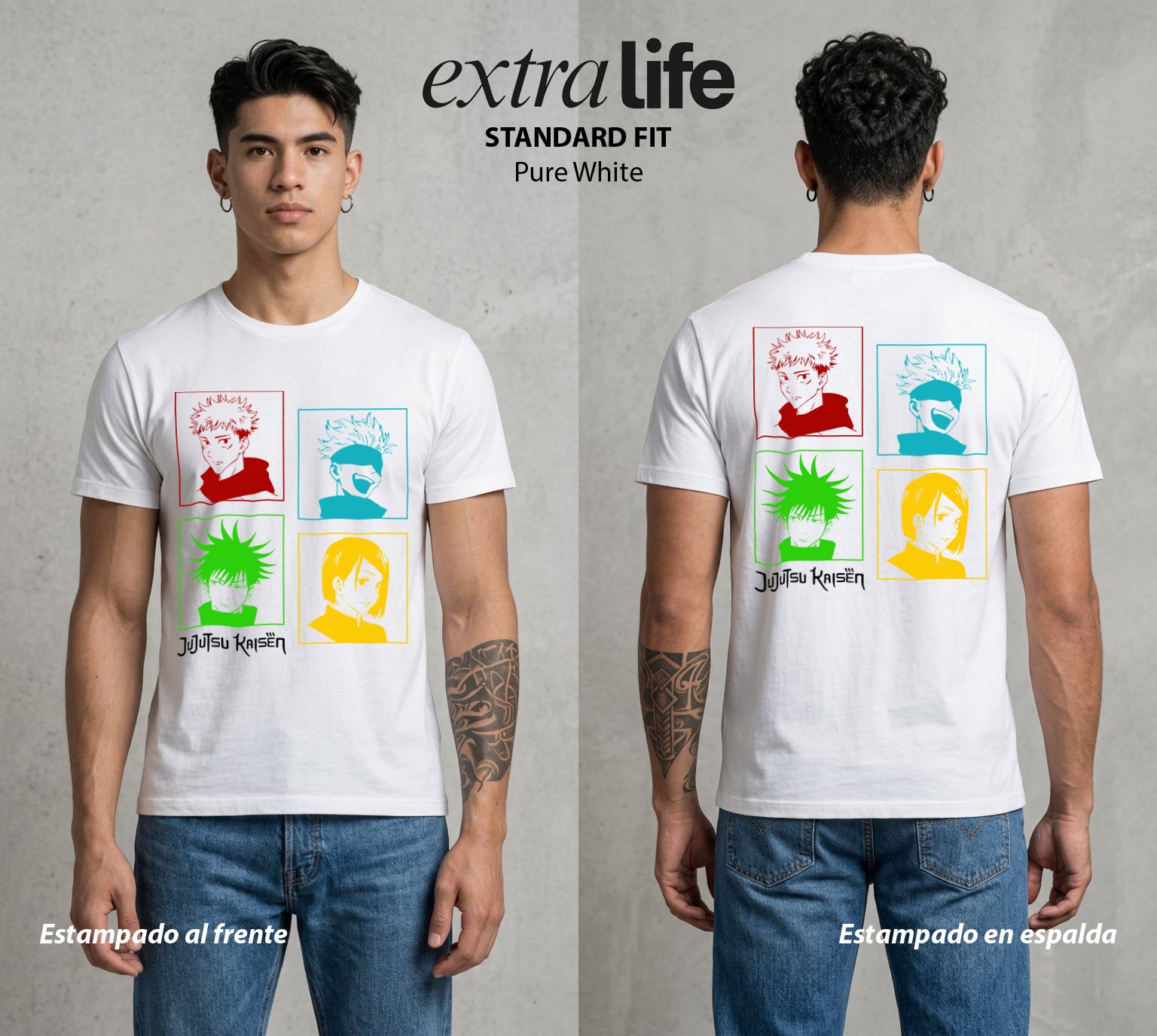 El Arte de las Maldiciones | Los del Arte Maldito #01797 - Playera Standard Fit | Pure White - Foto en modelo