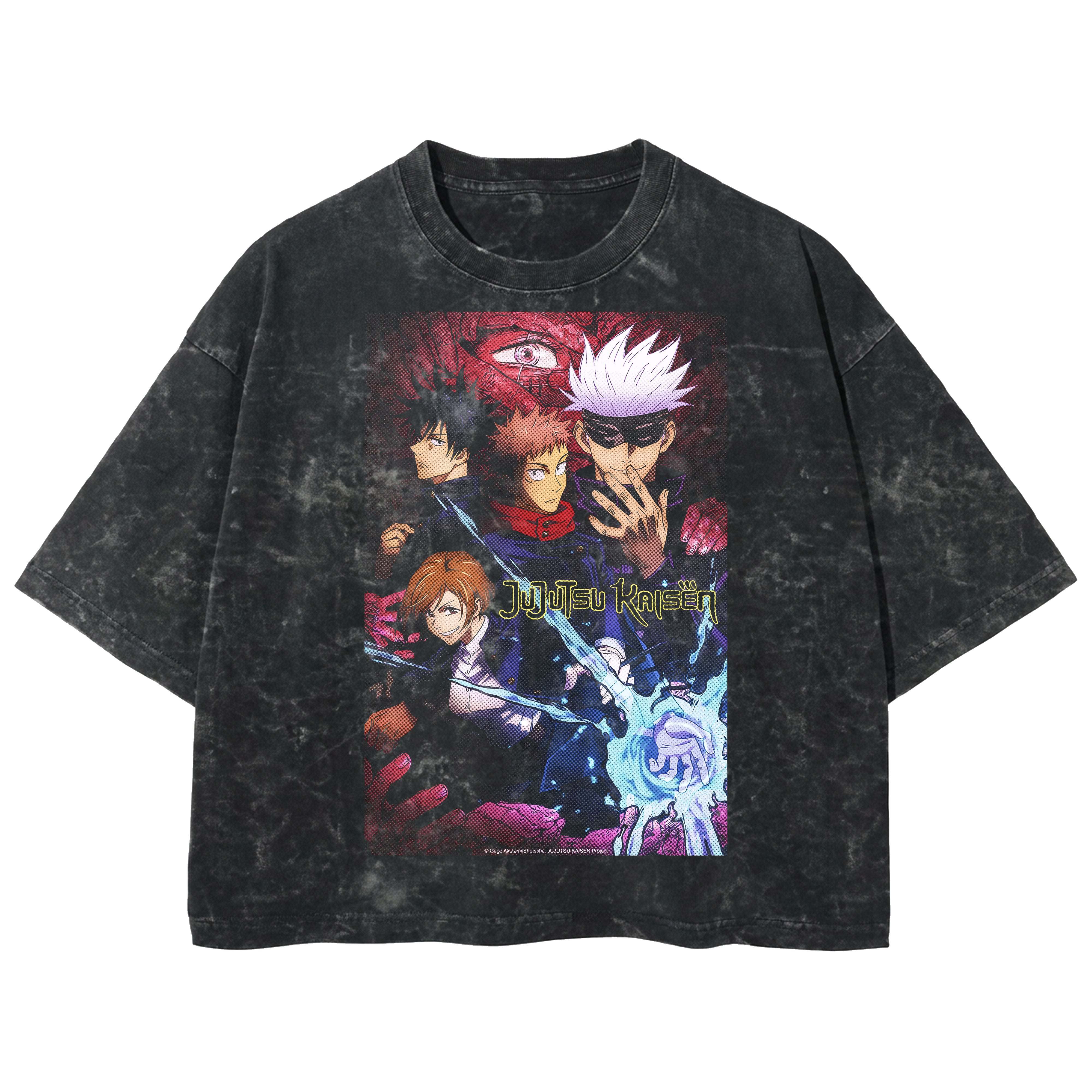 Playera streetwear premium de anime y gaming ExtraLife MX, corte boxy deluxe mineral wash heavyweight en color Acid Wash, moda urbana mexicana de culto.