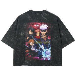 Playera streetwear premium de anime y gaming ExtraLife MX, corte boxy deluxe mineral wash heavyweight en color Acid Wash, moda urbana mexicana de culto.