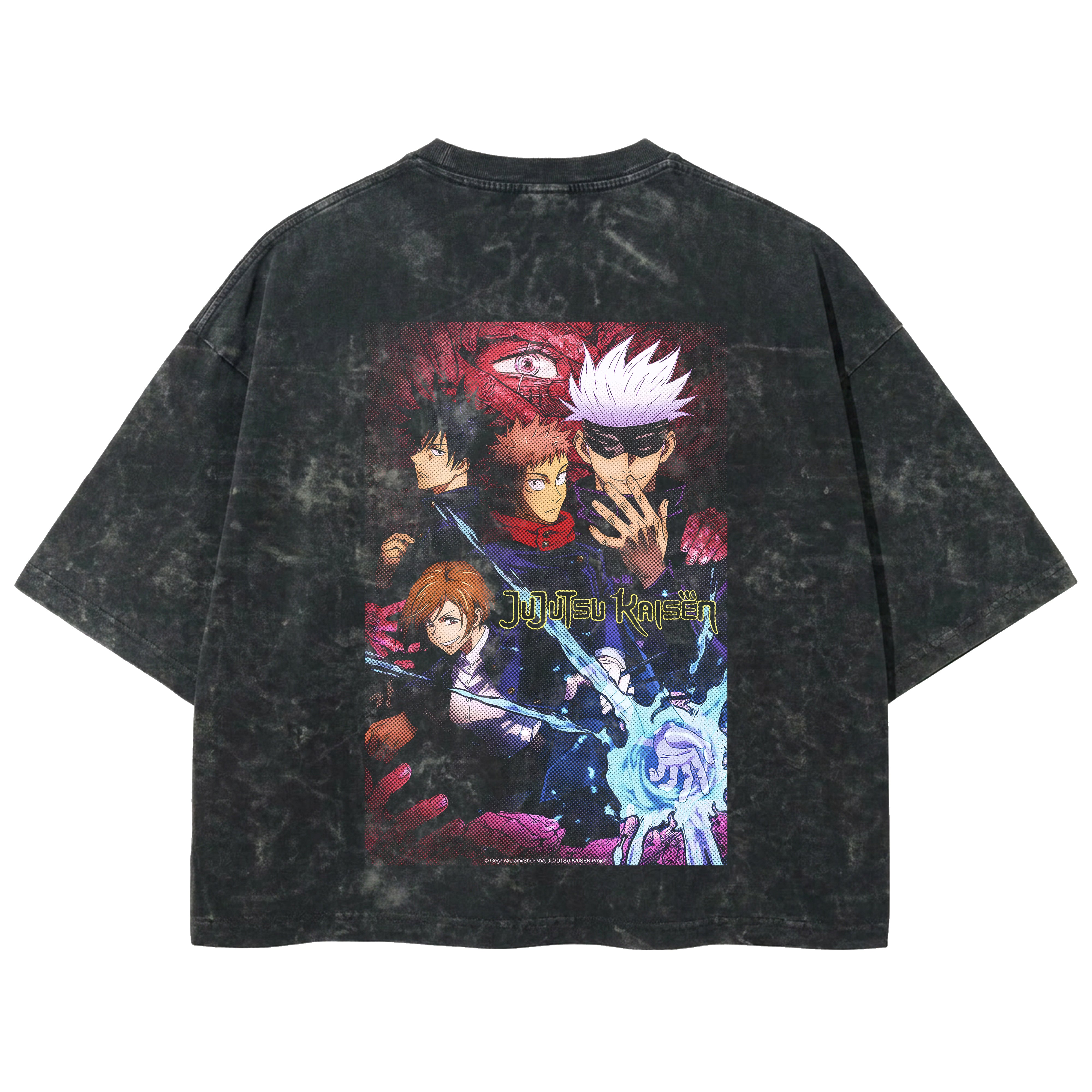 Playera streetwear premium de anime y gaming ExtraLife MX, corte boxy deluxe mineral wash heavyweight en color Acid Wash, moda urbana mexicana de culto.