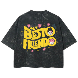 Playera streetwear premium de anime y gaming ExtraLife MX, corte boxy deluxe mineral wash heavyweight en color Acid Wash, moda urbana mexicana de culto.