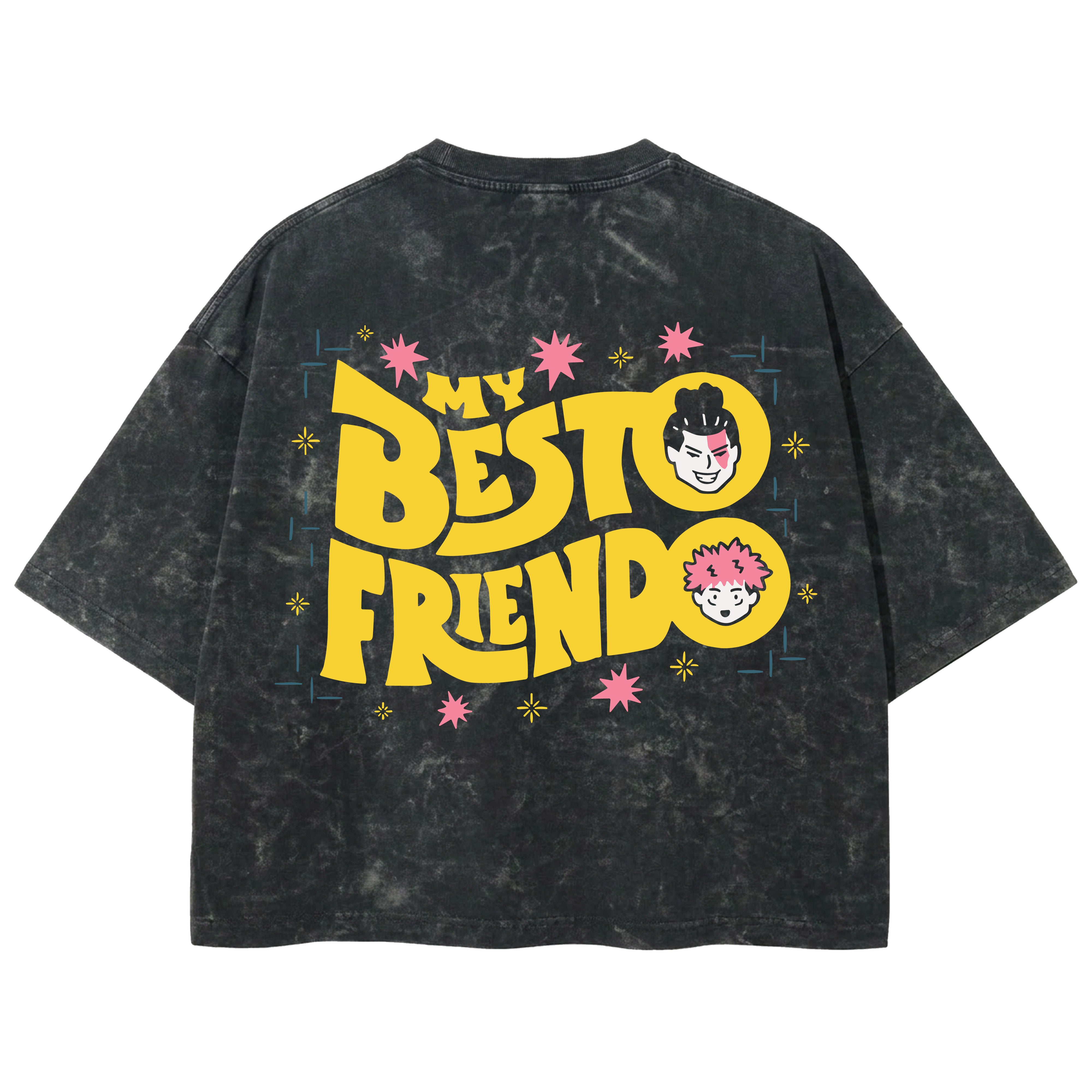 Playera streetwear premium de anime y gaming ExtraLife MX, corte boxy deluxe mineral wash heavyweight en color Acid Wash, moda urbana mexicana de culto.