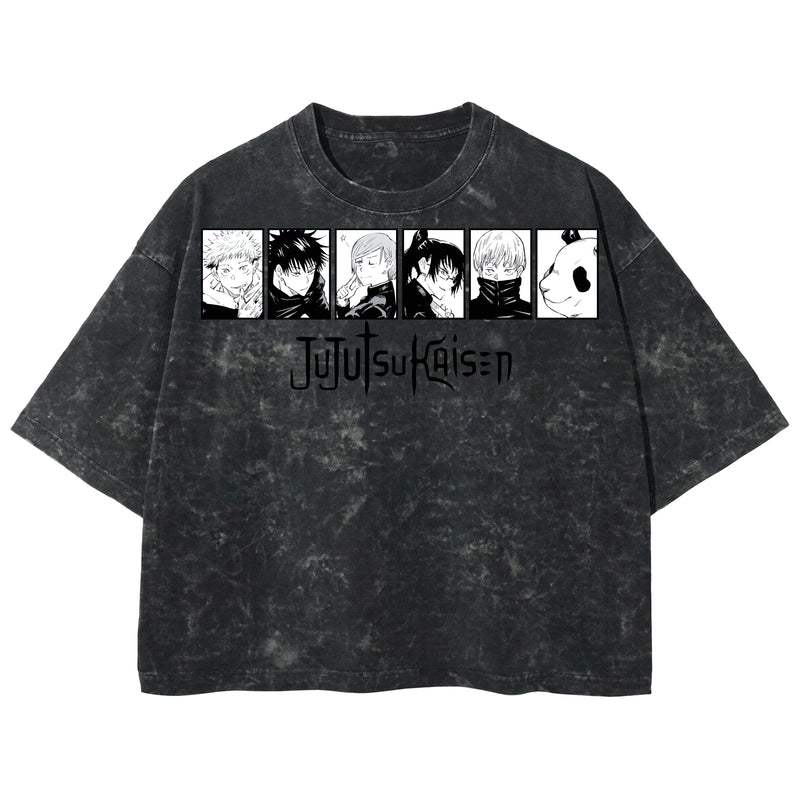 Playera streetwear premium de anime y gaming ExtraLife MX, corte boxy deluxe mineral wash heavyweight en color Acid Wash, moda urbana mexicana de culto.