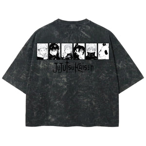 Playera streetwear premium de anime y gaming ExtraLife MX, corte boxy deluxe mineral wash heavyweight en color Acid Wash, moda urbana mexicana de culto.