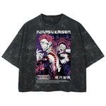 Playera streetwear premium de anime y gaming ExtraLife MX, corte boxy deluxe mineral wash heavyweight en color Acid Wash, moda urbana mexicana de culto.