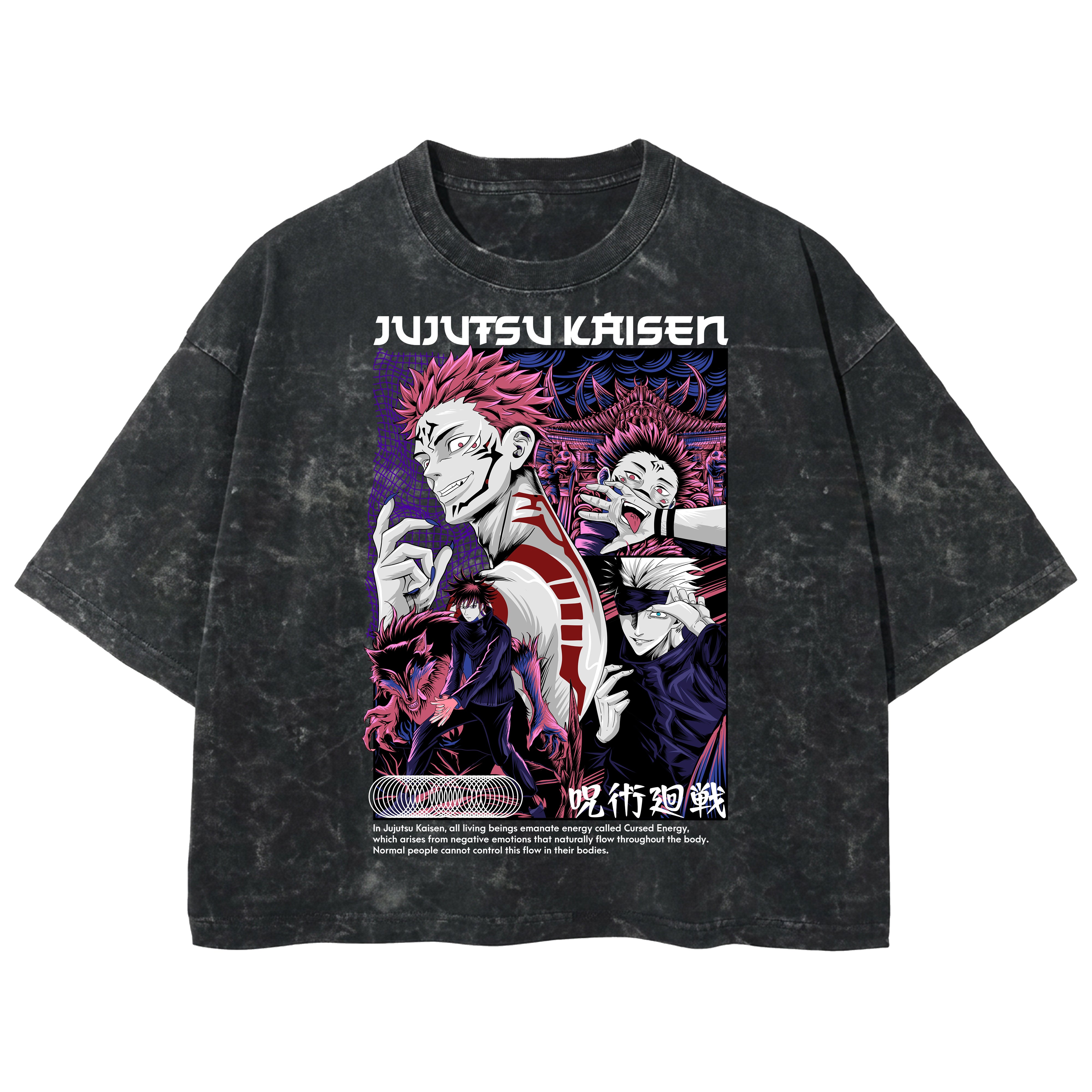 Playera streetwear premium de anime y gaming ExtraLife MX, corte boxy deluxe mineral wash heavyweight en color Acid Wash, moda urbana mexicana de culto.