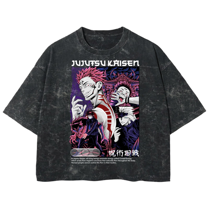 Playera streetwear premium de anime y gaming ExtraLife MX, corte boxy deluxe mineral wash heavyweight en color Acid Wash, moda urbana mexicana de culto.