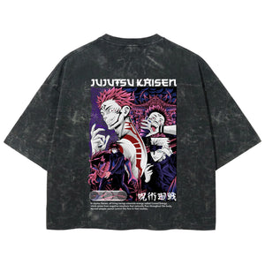 Playera streetwear premium de anime y gaming ExtraLife MX, corte boxy deluxe mineral wash heavyweight en color Acid Wash, moda urbana mexicana de culto.