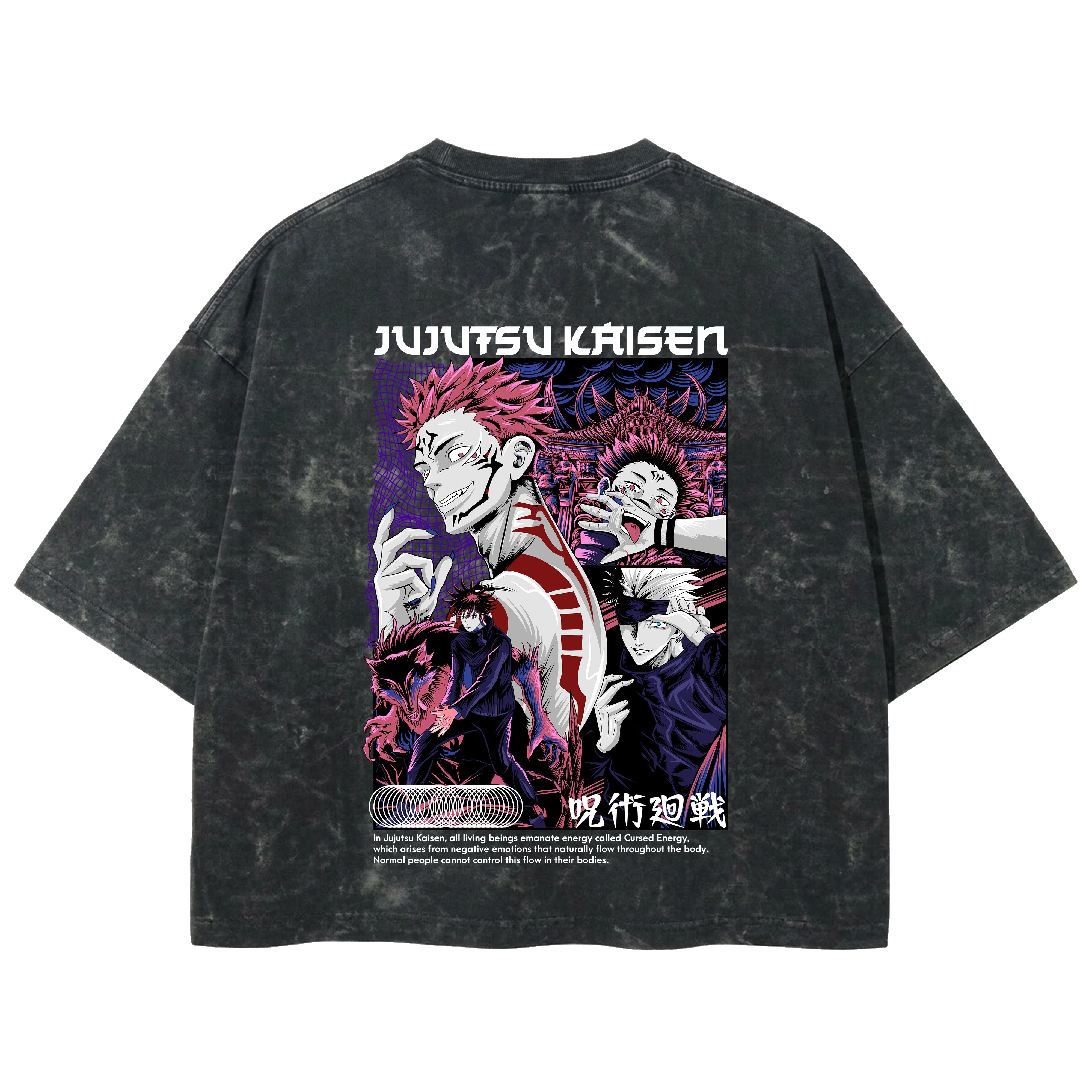 Playera streetwear premium de anime y gaming ExtraLife MX, corte boxy deluxe mineral wash heavyweight en color Acid Wash, moda urbana mexicana de culto.