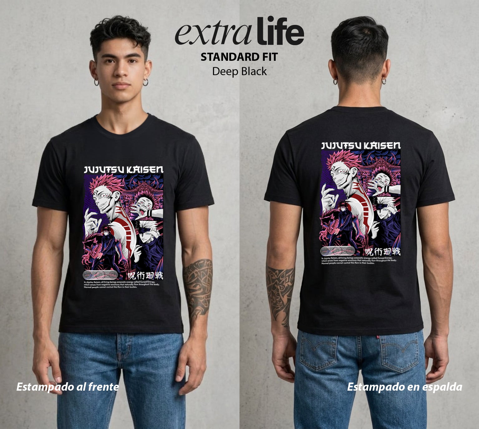 El Arte de las Maldiciones | El Equipo del Arte #01802 - Playera Standard Fit | Deep Black - Foto en modelo