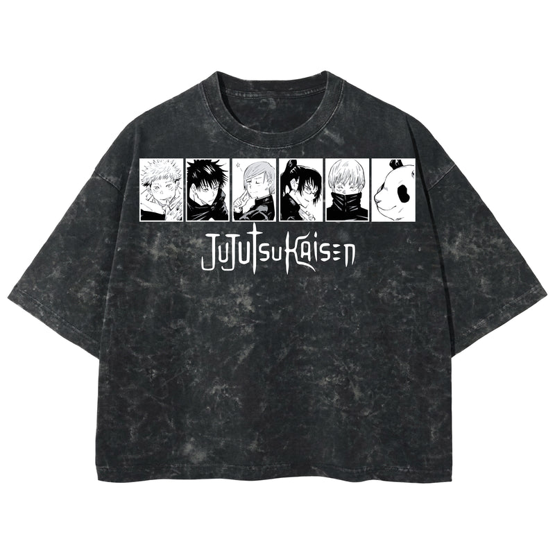 Playera streetwear premium de anime y gaming ExtraLife MX, corte boxy deluxe mineral wash heavyweight en color Acid Wash, moda urbana mexicana de culto.