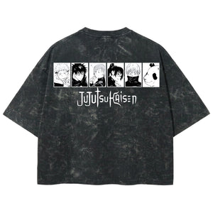 Playera streetwear premium de anime y gaming ExtraLife MX, corte boxy deluxe mineral wash heavyweight en color Acid Wash, moda urbana mexicana de culto.