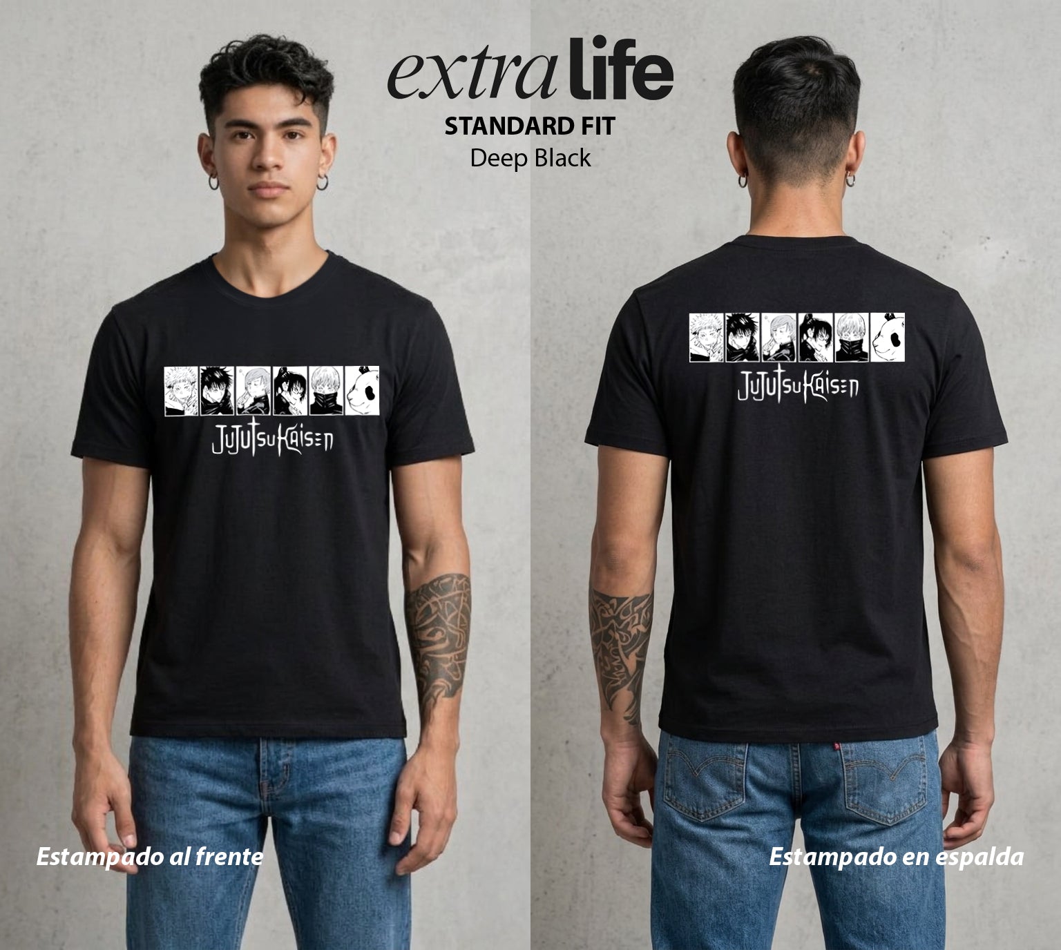 El Arte de las Maldiciones | Los Brujos y Maldiciones #01803 - Playera Standard Fit | Deep Black - Foto en modelo