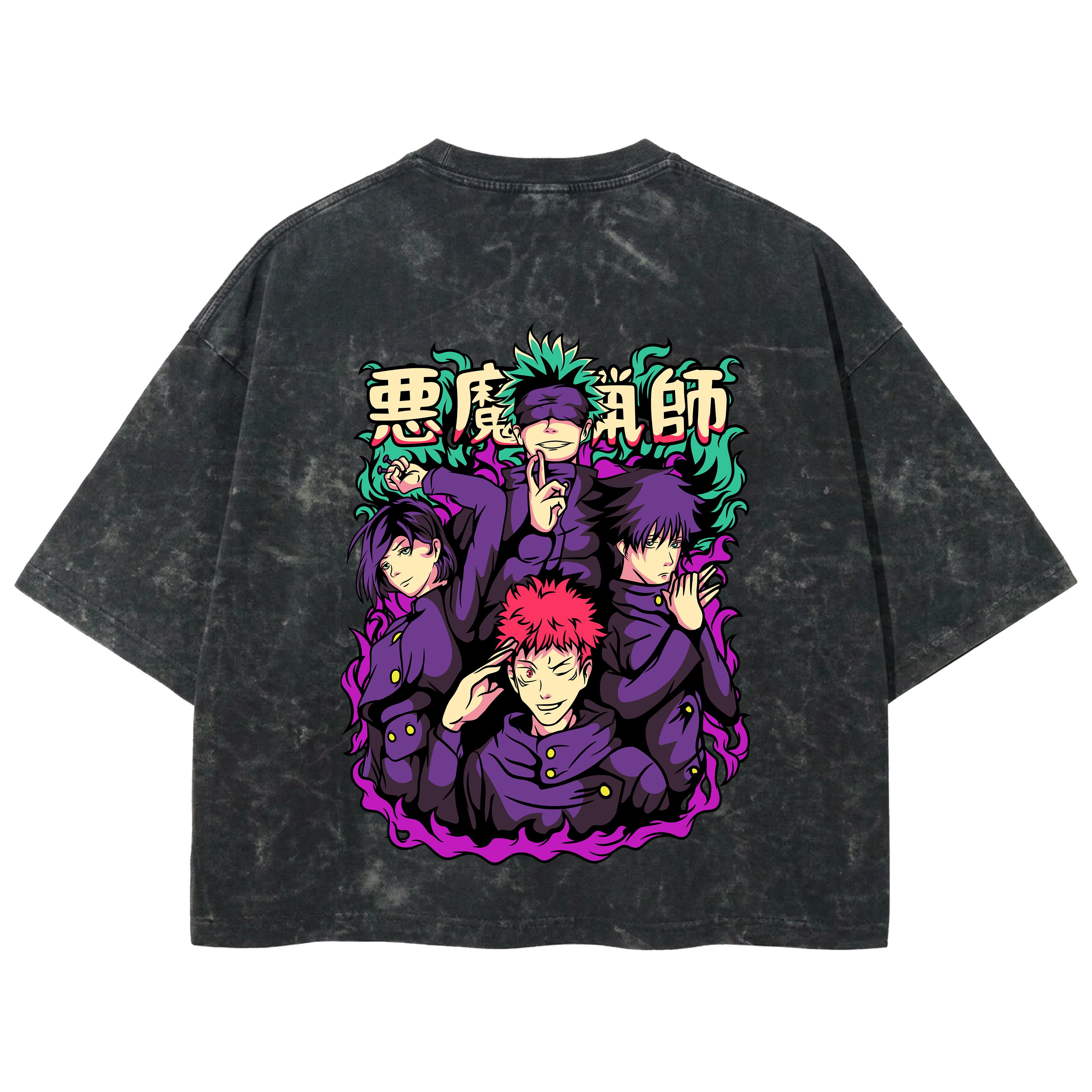 Playera streetwear premium de anime y gaming ExtraLife MX, corte boxy deluxe mineral wash heavyweight en color Acid Wash, moda urbana mexicana de culto.