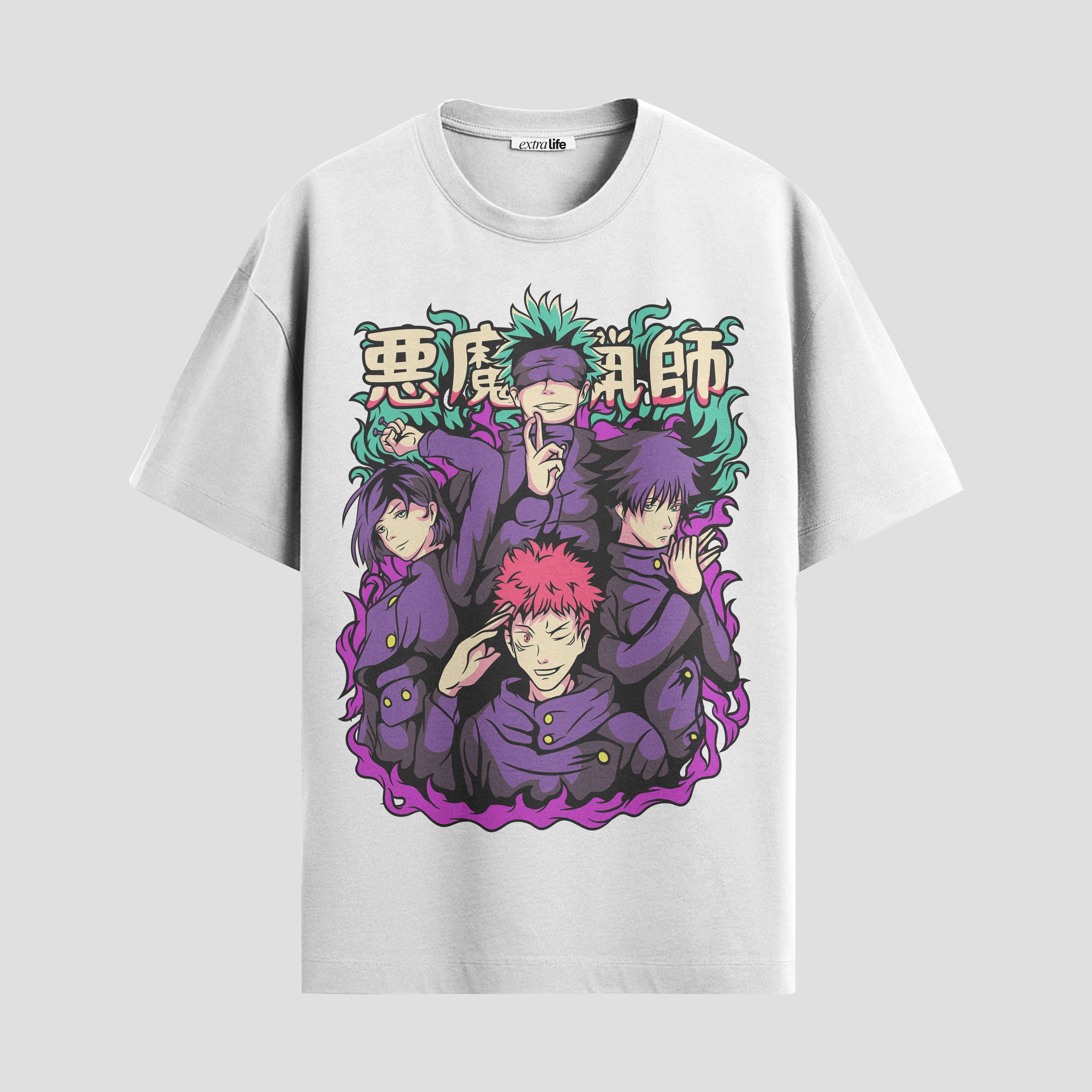 Playera urbana de anime y gaming ExtraLife MX, corte Standard Fit unisex ligero y transpirable en color Deep Black y Pure White, ropa de uso diario para gym y casual.