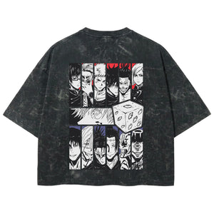 Playera streetwear premium de anime y gaming ExtraLife MX, corte boxy deluxe mineral wash heavyweight en color Acid Wash, moda urbana mexicana de culto.