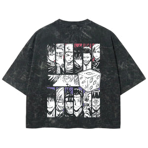 Playera streetwear premium de anime y gaming ExtraLife MX, corte boxy deluxe mineral wash heavyweight en color Acid Wash, moda urbana mexicana de culto.