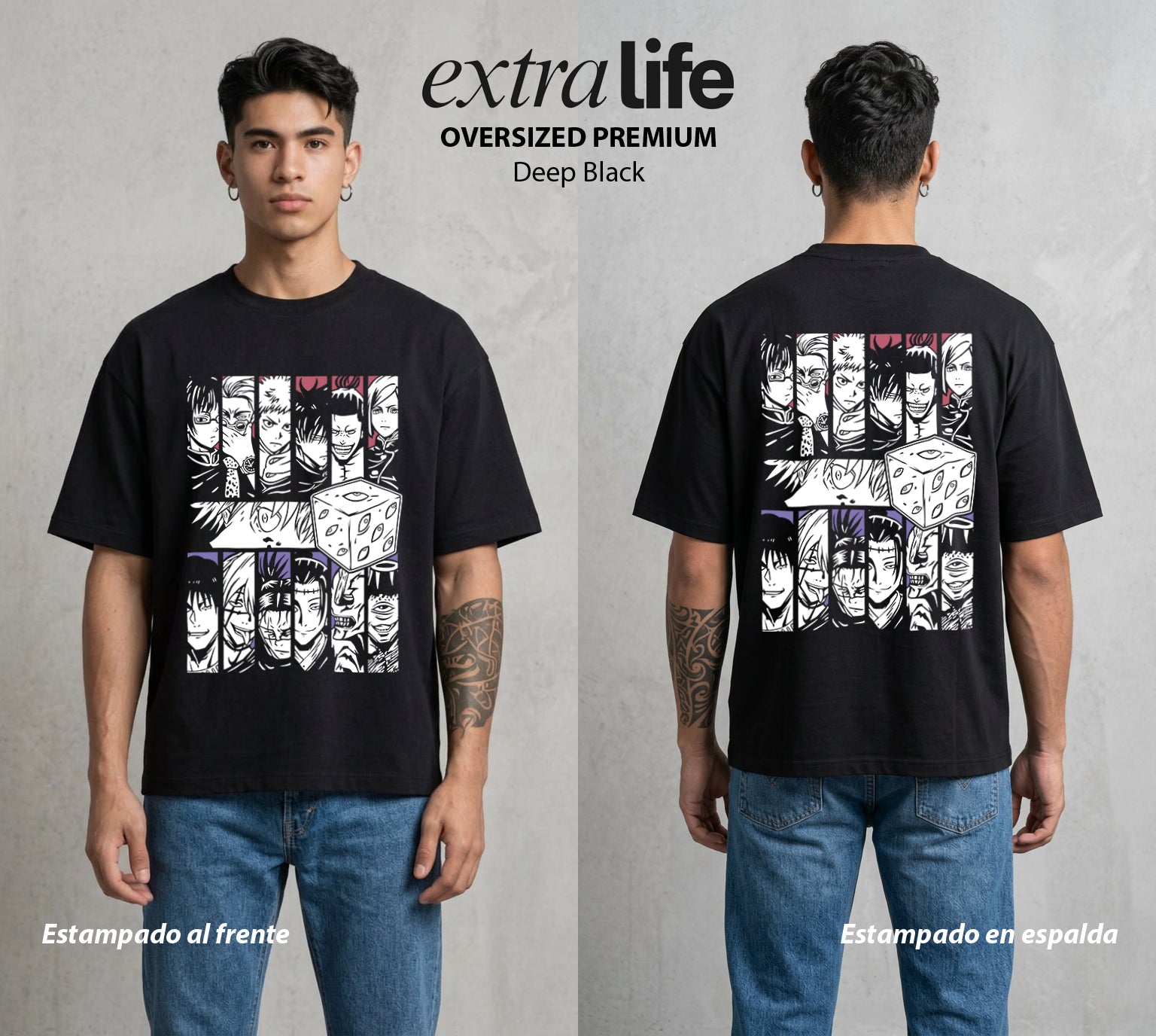 El Arte de las Maldiciones | Los Brujos y Maldiciones #01807 - Playera Oversized Premium | Deep Black - Foto en modelo