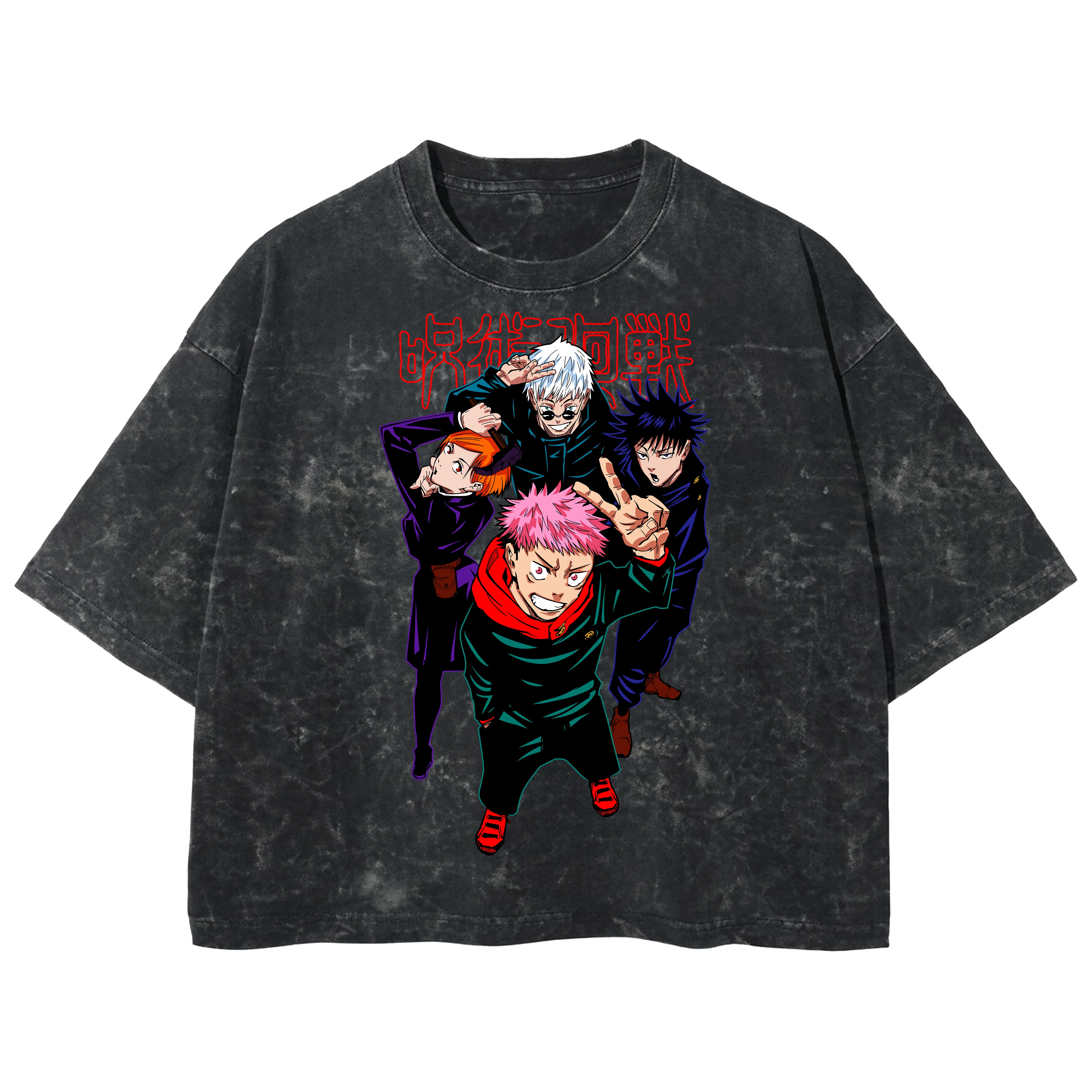 Playera streetwear premium de anime y gaming ExtraLife MX, corte boxy deluxe mineral wash heavyweight en color Acid Wash, moda urbana mexicana de culto.